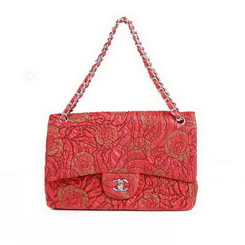 High Quality Knockoff Chanel 2.55 Series Rose Flap Bag 3706 Red Silver